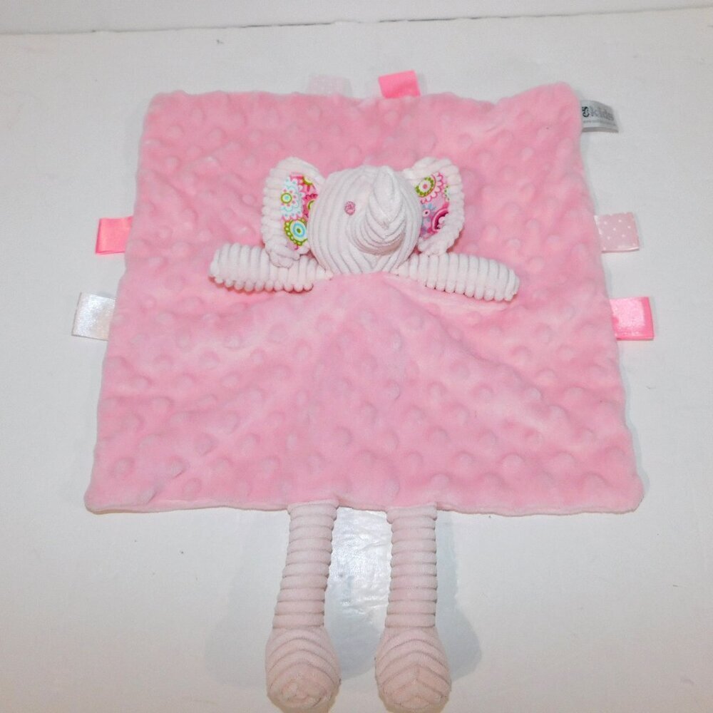 ESKids Es Kids Pink Elephant Taggie Security Blanket Plush baby lovey